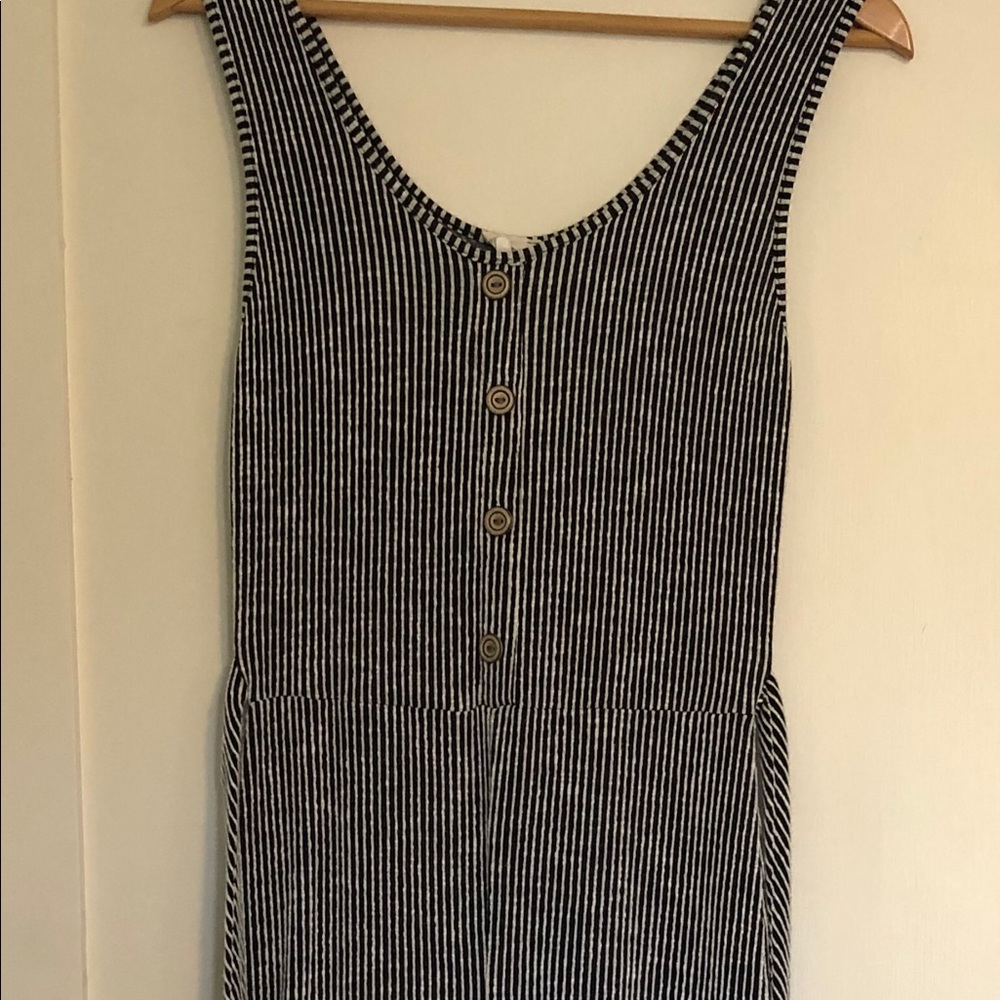 striped romper with buttons and wrap